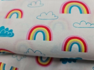 Regenbogen Kinder Kinder 100 % Baumwolle 45" breiter Stoff Meterware