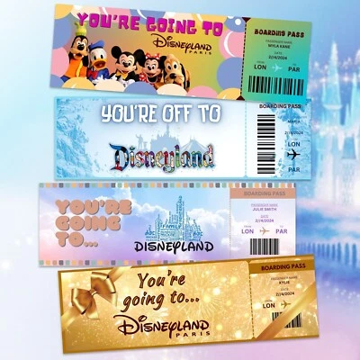 Personalised Disneyland Tickets Disneyworld Tickets Surprise Reveal Ticket Gift