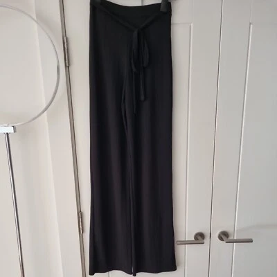 BOOHOO Tall Plisse Tie Belt Wide Leg Trousers UK8 - Image 1 of 4