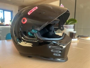 2011 SIMPSON Outlaw Motorcycle Helmet Gloss Black / Size M - Medium 58cm - 7 1/4 - Picture 1 of 11