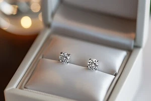 $9900 1.28 Carat Round Natural Diamond Stud Earrings in 14K White Gold Pair - Picture 1 of 11