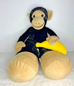 Bestever Funny Feet Black Monkey Holding A Banana 19" Chimpanzee Stuffed Animal - Picture 1 of 7