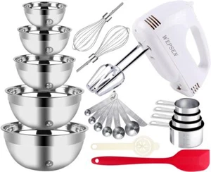 5-Speed Electric Hand Mixers for Baking, Handheld Mixer with Beater,Mixing Bowls - Picture 1 of 8