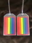RAINBOW FLAG LUGGAGE TAGS SET 2-PACK - BOLD LGBTQ PRIDE - BAG NAME TRIP ID