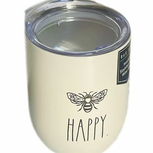 RAE DUNN Stainless Steel Insulated Wine Tumbler w/Lid Bee Happy NEW - Picture 1 of 3