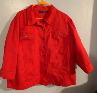 Chaqueta vaquera roja Westbound 2X para mujer con botones delanteros en muy buen estado Foto 1 de 3