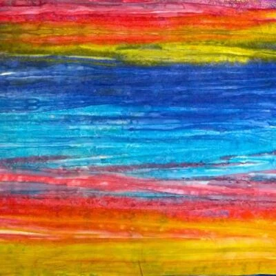 Batik, ombre vivo, rojo, azul, naranja y amarillo, algodón Semarang, por 1/2 yarda Foto 1 de 4