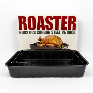 Roasting Pan & Rack Non Stick Carbon Steel Tools of the Trade 20 lb Turkey - Picture 1 of 14