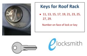Key to Code Number Fits VW Volkswagen Golf Ronis Roof Rack - Pod Lock  11 to 29 - Picture 1 of 6