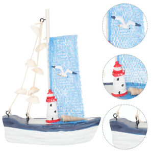  Blaues Netto-Leuchtturm-Segelboot Figuren Wohnkultur Modell Geschenk