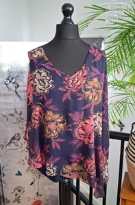 KLASS ladies chiffon layer blouse shirt top PLUS size 20 XL stretch Summer BOHO - Picture 1 of 7