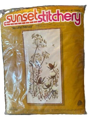 Sunset Stitchery Autumn Thistles Crewel Kit 2265 Lana Hilo Algodón Tela 1977 Foto 1 de 4