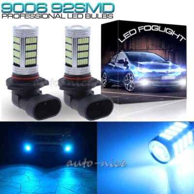 2x 92SMD 9006 HB4 High Power 8000K Ice Blue LED Fog Light Driving Bulbs DRL Lamp - Image 1 of 4