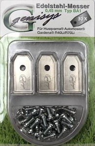 30 Ersatz Messer Klingen f Husqvarna Automower Gardena Mähroboter 0,45mm + Schr.