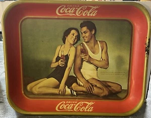 Vintage 1934 reproduction Coca Cola Advertising Tray Antique 1980 Tarzan & Jane - Picture 1 of 6