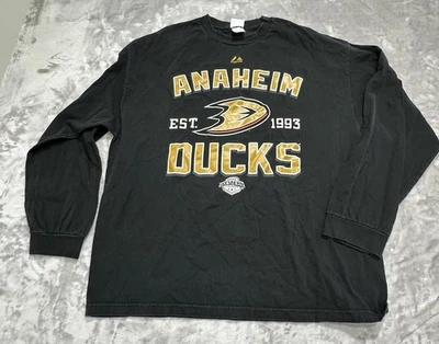 Majestic Anaheim Ducks Sweatshirt Men's 2XL Black Hockey NHL Long Sleeve EUC - Image 1 of 4