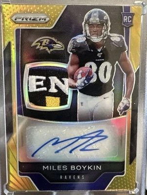2019 Panini Prizm Miles Boykin #'d 3/10 Gold Rookie Patch Autograph Ravens  - Image 1 of 2