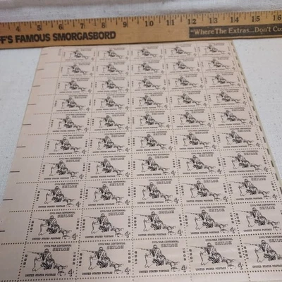 Марки-50 марочный лист-4 цента-Скотт # 1179-Битва при Шило-1962 - Изображение 1 из 4