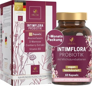 VITACTIV Intimflora Probiotik 60 Kapseln-6 Stämme,130 Mrd KBE/g,D-Mannose,B3 - Bild 1 von 4