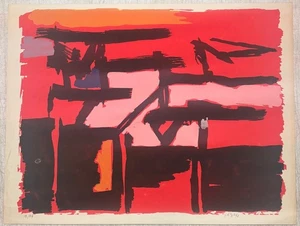Rare 1955 ANGELO SAVELLI Abstract Expressionist ABEX Lithograph - Listed MODERN - Picture 1 of 14