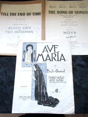 Sheet Music Score Ave Maria 1930 Till the end of time 1945 The Song of songs  15 - Image 1 of 4