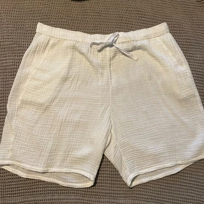 Pantalones Cortos Eileen Fisher 100% Algodón Orgánico Gasa Blanca Talla 1X Foto 1 de 4