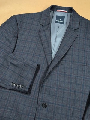Blazer Traje Chaqueta Daniel Hechter 46L Gris Lana a Cuadros Doble Ventilación Forrado con 2 Botones Foto 1 de 4
