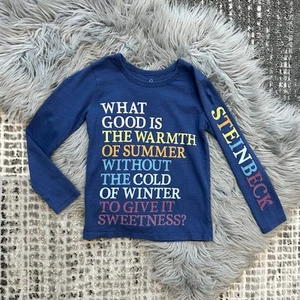 Peek Blue Youth Long Sleeve Steinbeck Quote Graphic Tee Size Medium 6/7 - Picture 1 of 2