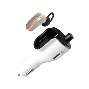 Onn Bluetooth FM Wireless Transmitter + Wireless Earphone Headset Car Kit White - Picture 1 of 8