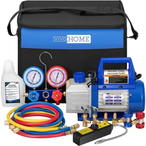 4CFM 1/3 HP Air Vacuum Pump Refrigeration AC Manifold Gauge Set w/ Leak Detector - Bild 1 von 7