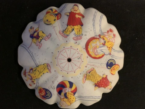 Vintage Frosted Hand-painted Flush Mount Scalloped Round Circus Glass Shade Cover
