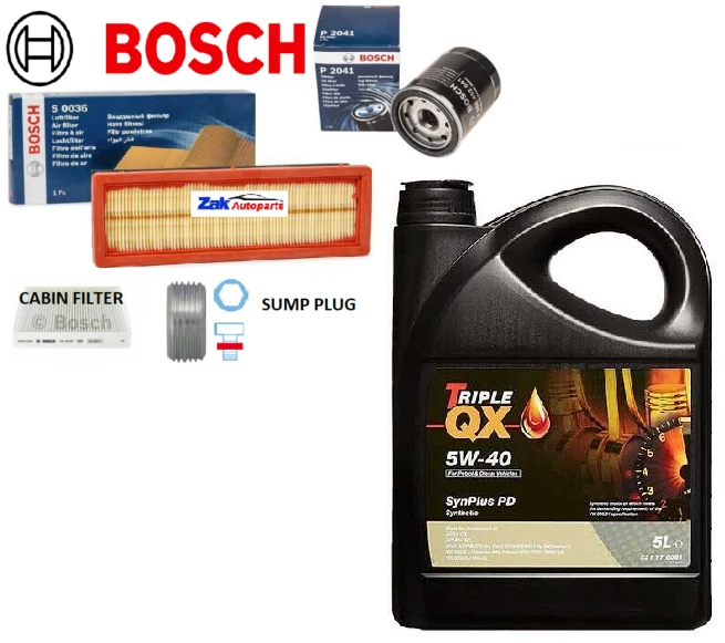 BOSCH SERVICE KIT ENGINE OILFOR FIAT 500 1.2i OIL AIR CABIN FILTERS & OIL - Image 1 of 1