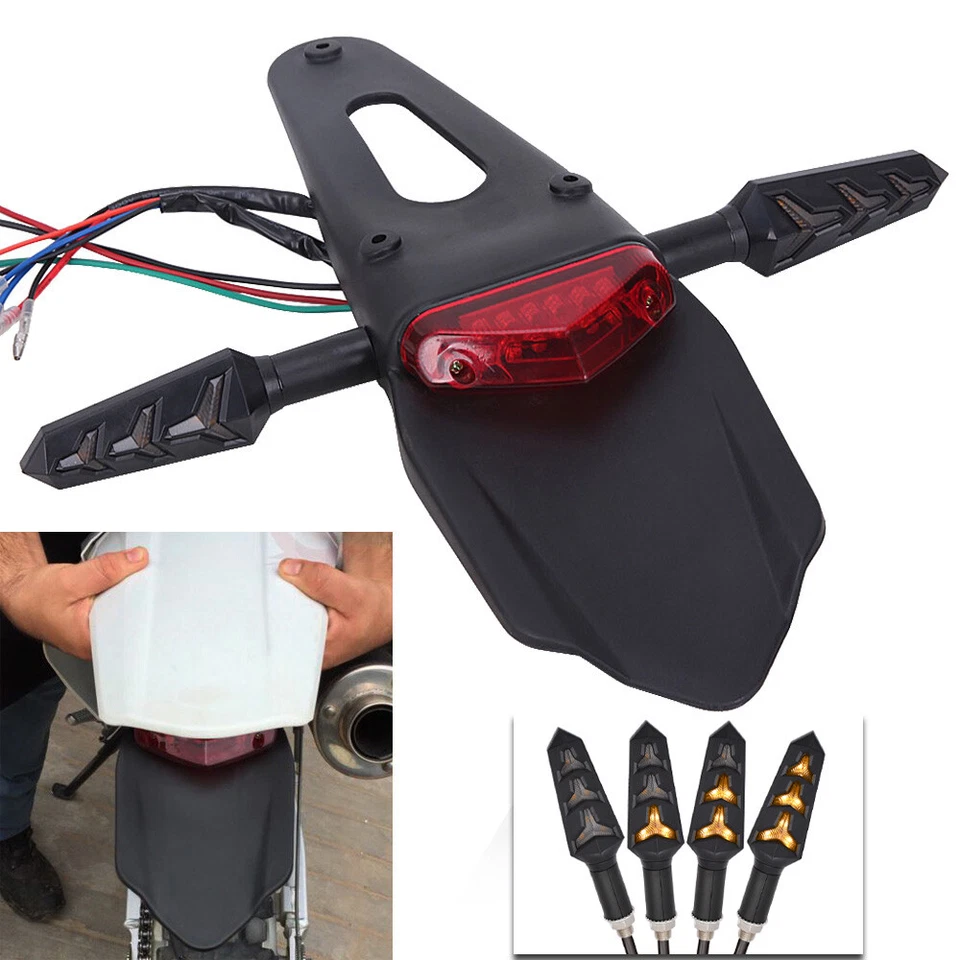 LED Rear Fender Brake Turn Signals Tail Light License Plate For Enduro Dirt Bike - Image 1 of 4