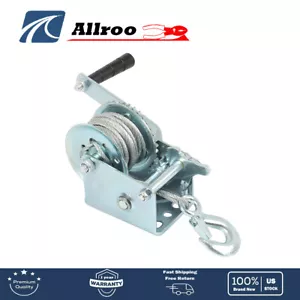 600 lbs Heavy Duty Hand Winch Steel Cable Crank Gear Winch Atv Boat Trailer - Picture 1 of 19