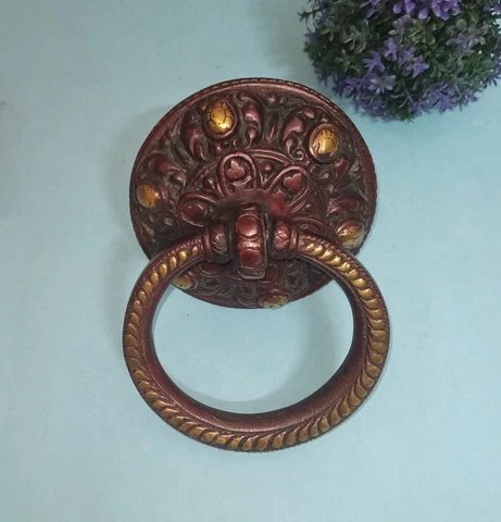 Buddiest Theme Round Door Bell Brass Filigree Design Door Knocker Home Dec AJ100 Cover