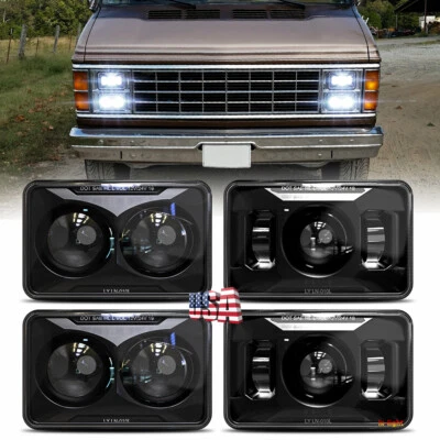 4 piezas 4x6" faros LED HI-LO lámpara de haz para Dodge Ram B150 B250 B350 furgoneta 1981-85 Foto 1 de 4