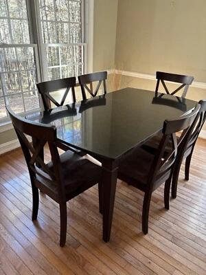 7-piece Breakfast Dining Set Granite Table Top With Six Chairs - Image 1 of 4