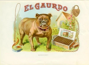 old El Gaurdo cigar box label - bulldog - Picture 1 of 1