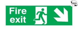 SIGNS & LABELS Fire Exit Arrow Down Right - Rigid Polypropylene - 150mm x 450mm - Imagen 1 de 2