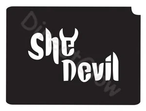 Plantilla de tatuaje de maquillaje brillante She Devil 1002 arte corporal 2,75"" x 3,75"" - paquete de 5 - Imagen 1 de 1