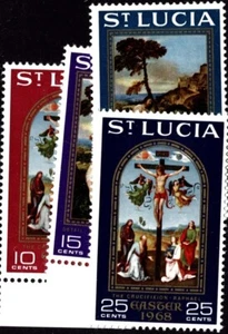 152307 St Lucia 1968 Stamp Set Scott #231-4 Easter Crucifixion Mint NH - Picture 1 of 1