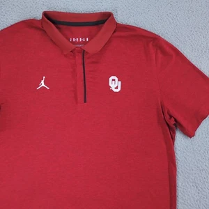 Oklahoma Sooners Air Jordan Polo Shirt Mens Large Crimson Red Standard Fit - Picture 1 of 24