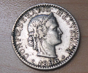 1896 Switzerland 20 Rappen - Picture 1 of 2