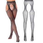 Women's Full Bodystocking Sheer Bodycon Jumpsuit Open Crotch Glossy Catsuits