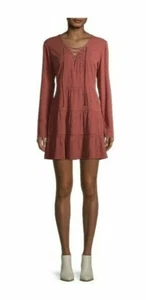 No Boundaries Juniors Lace up Tier Dress S(3/5)XL(15/17) 3x(21)Rust Brown #WS3 - Picture 1 of 2