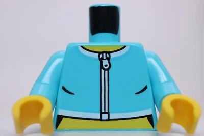 Lego Torso Female Jacket Crop Top White Zipper Trim Yellow Neck Stomach Pattern - Image 1 of 2