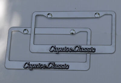 2pc Chevy Caprice License Plate Frames Box Chevy Chrome Emblem Badge 86-90 - Image 1 of 4