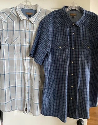 Lot Of 2 Northwest Territory Shirts Mens XXLT Blue Gray Snap Up Short Sleeve - Image 1 of 4