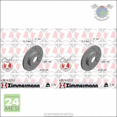 Kit 2x dischi freno Zimmermann SPORTIVO COAT Z Anteriore per OPEL VECTRA A KADET - Immagine 1 di 3