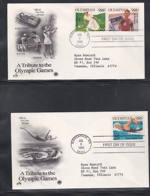 USA 1990 3 FIRST DAY COVERS OLYMPIC GAMES TRACK TENNIS BOXING WITH CACHETS - Image 1 of 2